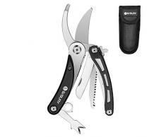 Bibury Sécateur de Jardin pliable, Ciseaux Sécateur multifonction en Acier inoxydable 420, Ciseaux de jardinage avec Scie, Coupeur, Pelle décorce, Léger et Facile à Porter