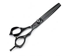 SHARONDS Ciseaux de toilettage 17,8 cm Professional Japonais 440 C Pince coupante de Chien Coupe de Cheveux + Ciseaux, Fine Noir Sadapter