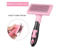 Makerfire Brosse pour Chien Chat Brosse de toilettage pour Poils pour Chiens et Chats de Petite, Moyenne et Grande Taille, Cheveux Longs et Courts-Rose