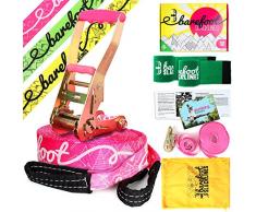 Slackline Barefoot - 15m de long - (Rose Fluo)