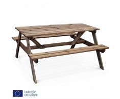 Alices Garden - Table de Pique Nique en Bois 150cm - PADANO - Table de Jardin rectangulaire avec bancs en pin FSC, fabriquée en Europe