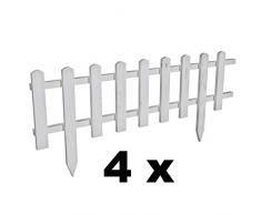 Floranica® 4 x Barrière en Bois Devant, comme clôture en Bois de Jardin, Bordure. palissade - en 3 Couleurs - imprégnée imperméable, Taille:Hauteur 30 cm. Longitud 4x105 cm, Couleur:Blanc