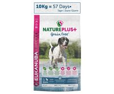 EUKANUBA GRAIN FREE Croquettes Sans Céréales Chien Adulte Toutes Races Au saumon frais – Recette low allergène 100% nature complète et équilibrée- SANS OGM, arôme artificiel, colorant–sac de 10kg