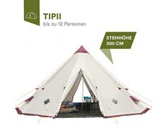 Skandika Tipii 301 - Tente tipi indien 12 personnes - Hauteur 3m Diamètre 5m50 - Beige-Bordeaux