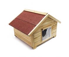 WilTec Niche de Chat avec Isolation avec Porte Maison pour Chat Outdoor Maisonnette de Chat pour l’Hiver S