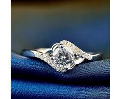 Alliance Brillant à Quatre Mors élégant Bague en Argent réglable for Girlfriend Bijoux Cadeau damour (Color : Silver, Size : Free Size)