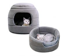 PAWZ Road 2 en 1 Dôme Corbeille Panier Coussin pour Chien Chat, la Grotte Maison Chat Pliable avec Coussin Amovible et Fond antidérapant pour Chat Petit Chien 50 * 41cm
