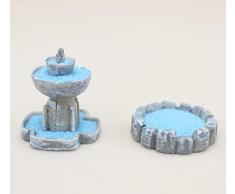 Cupcinu Mini Bassin Statue Jardin Féérique Miniature Pierre Eau Piscine Figurine Micro Paysage Plantes Ornements Maison de poupée DIY Accessoires de Jardin Home Decor (Gris)