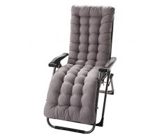 GELing Coussin Chaise Longue avec Anti-dérapant Transat Bain de Soleil Jardin Haut Epais pour Fauteuil，Gris,155X48X8cm