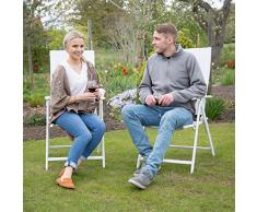 Relaxdays Chaise de jardin en alu pliable métal avec dossier réglable balcon HxlxP; 100 x 56 x 100 cm camping festival, blanc
