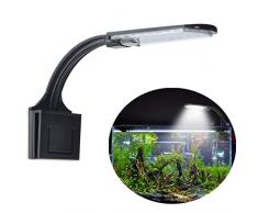 Lychee LED Eclairage Aquarium, 5W Lampe LED Ultra-Mince pour Petit Aquarium, Mini Lampe Pince Aquarium avec 32LED Lumière Blanche et Bleue pour Aquarium de 10-30cm