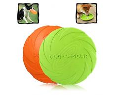 Disque chien,frisbees pour Chien,2 Pcs Frisbee Jouet Chien,pour Jeux Sport Exercice Activité et Jeu en Plein,pour Petits et Moyens Chiens (Bleu*Orange)