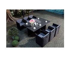 JFB Le Vito : Salon Jardin Noir encastrable en résine 6 Personnes