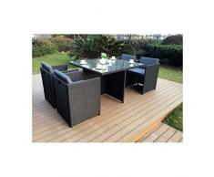JFB Le Vito : Salon Jardin Noir encastrable en résine 4 Personnes