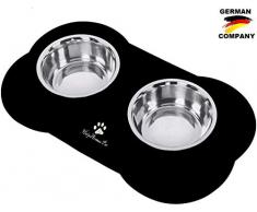 HelpAccess Gamelle pour Chat et Chien Gamelle en Acier Inoxydable Base Antidérapante 2X 750 ML.
