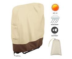 Housse de Chaise Pliant Imperméable Couverture de Transat Jardin Anti-Poussière Bâche de Protection Bain de Soleil en Oxford avec Sac de Rangement pour Chaise Longue Anti-UV Extérieur 82x93cm (Beige)