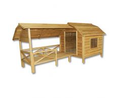 WilTec Niche pour Chien Maison XXL Bois Balcon Jardin Terrasse Porte à lamelles Chien