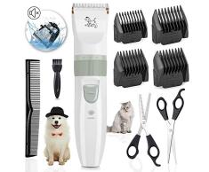 PTHTECHUS Tondeuse à Chien- Kit de Tondeuses pour Pet Cheveux Toilettage Rechargeable, À Faible Bruit Chien Tondeuses sans Fil Électrique Tondeuse Rasoir