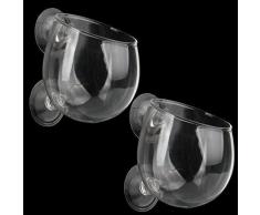 SENZEAL 2 x Verre pour Plante Décoration Aquarium Petit Aquarium pour Poisson avec 4 x Ventouses