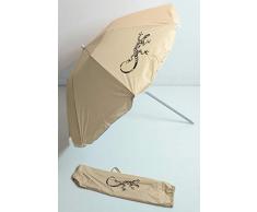 Parasol Pliable Compact Taupe Diam 160 cm en Suivant la courbure. Nylon avec Protection UV UPF50+ (SGS). Longueur plié dans Son Sac: 60 cm. Idéal pour Le Camping, la Plage, la randonnée