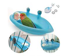 Oiseau Baignoire Bol Bassin Suspendu Birdbath Jouet Pet Perroquet Budgie Perruche Perruche Cockatiel Cage Douche Alimentation Nourrisseur avec Miroir
