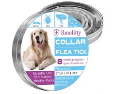 Rmolitty Collier Anti Puces Tiques Chien, Imperméable Traitement aux puces Naturel pour Grand Moyen Petit Chiens, 8 Mois 57cm (57cm)