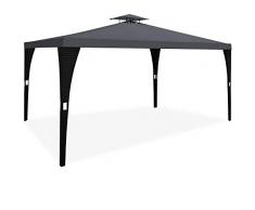 Deuba - Tonnelle de Jardin en polyrotin 3x4 m - Pavillon Tente de réception Pergola - Couleur Anthracite - Jardin Terrasse Extérieur