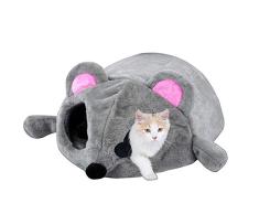 Happyshop18 Grottes de chat Chaud Maison de chat Chat Tunnel Lit Chiot Lapin Nid Grotte Lit Grotte Design Cartoon Mouse 50 x 40 x 21 cm