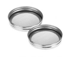 MUXItrade Couvercle de Germoir en Acier Inoxydable Couvercles de Germination pour Bocaux - 2pcs