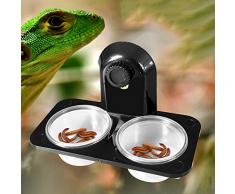 Greenlans Double grille reptiles Nourriture Eau Gamelle insectes araignée aquariums délevage Pots Ventouse Gecko Feeder avec 2 bols pour reptile Nourriture et de leau dalimentation pour