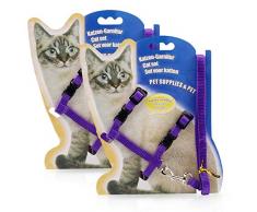 PETCUTE 2 Pièces Harnais Chat Harnais et Laisse pour Chaton réglable Harnais avec Laisse pour Animal Domestique