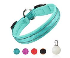 Collier rembourré pour chien, résistant aux intempéries, réglable et réfléchissant en néoprène , M(15.7-17.7in / 40-45cm), bleu