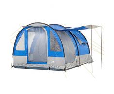Tente tunnel CampFeuer pour 4 personnes, 410 x 250 x 190 cm, bleu/gris