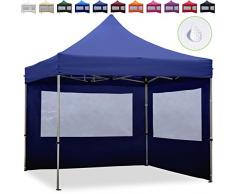 TOOLPORT Tente Pliante 3x3 m - 4 côtés Aluminium Barnum Chapiteau Pliant Tonnelle Stand Paddock Réception Abri Bleu