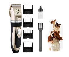 SeeKool Tondeuse Chien Chat Professionnelle Tondeuse Animaux, Silencieux Rechargeable Charge Rapide, avec 5 Vitesses de Rotation sans Fil Détachable et Lavable, Convient aux débutants