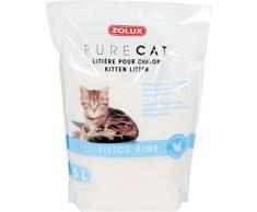 Zolux Litière pour Chaton, Chat Sensible Pure Cat silice Fine 5 L Confortable, absorbante, biodégradable