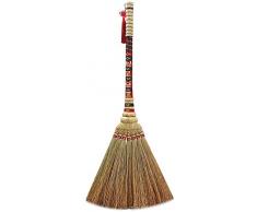 Longue poignée de paille balai Sorgho Seedlings, Balayer poussière traditionnel jardin Broom Antistatic Hand Made mural (Couleur: Naturel, Taille: 95x38cm) (Color : Natural, Size : 95x38cm)