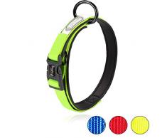 HAPPY HACHI Collier Chien Classique Résistant au Frottement avec Bande Réfléchissante (Jaune Fluo XS)