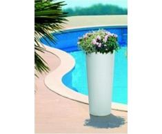 Cache-Pot Zajsan haut rond moderne et lisse, diamètre 31 cm et hauteur 70 cm, en résine, Blanc