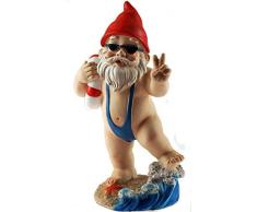 KT Nain de Jardin Grande Taille 21 cm avec Bouée de Sauvetage & Mankini Drôle Ornement