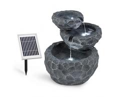blumfeldt Murach - Fontaine Solaire en Cascade, Fontaine de Jardin, éclairage LED, Panneau Solaire 2kW, Patterie 2000mAh, en polyrésine résistante au Gel