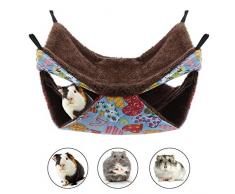 YOUTHINK Hamac pour Petits Animaux, Hamac pour Animaux de Compagnie, Doux et Chaud, Lit Suspendu à Couchette pour Hamster, Furet, Perroquet, Cochon dInde(Nid à 2 Couches)