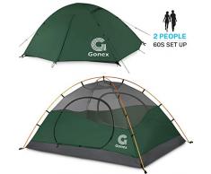 Gonex Tente de Camping 2 Personnes 4 Saisons Dôme Classique Imperméable Résistante au Vent