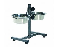 Trixie Porte-gamelle pour chien, 2 x 0,75 L (diamètre 15 cm), réglable en hauteur jusquà 27 cm, Noir