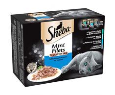 Sheba Mini Filets en sauce pour chat adulte – Nourriture humide pour chats - sélection aux poissons – Sachets fraîcheur 48 x 85g