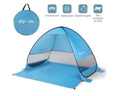 Glymnis Tente de Plage Pop-up Anti UV 4 ou 5 Personnes Abri Soleil UPF 50+ Automatique Montage Instantané Famille Extérieur Portatif pour Plage Camp Bain de Soleil