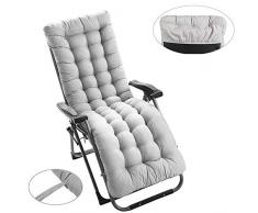 ODOMY Coussin Chaise Longue Bain de Soleil Jardin Exterieur,Coussin transat Bain de Soleil épais avec Capuche antidérapante pour Fauteuil Relax,170x 53x 7cm (Gris)