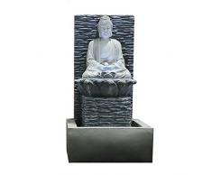 Fontaine Bouddha,Chute deau avec Éclairage LED,Zen Caractéristique De leau Décoration,Interieur De Plein Air Bouddha Statuette,Chanceux Cadeau & Décor Gris C 17.3pouce
