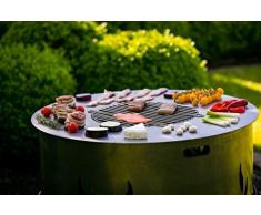 BlackOrange Plancha Plancha en acier Ø 102 cm avec trou de feu Ø 50 cm et grille assortie pour brasero de 100 cm de diamètre