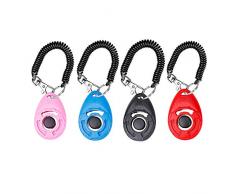 Clicker de Chien, Dressage pour Chien dentraînement, Clickers de éducation Formation avec Dragonne pour Animaux Cheval, Chat et Dog, 4 PCS Training Bouton Cliqueur Multicolore
